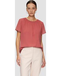 S.oliver - Chiffonbluse mit Falten am Ausschnitt - Lyst