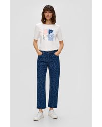 S.oliver - Cropped Jeans Karolin / Regular Fit / Mid Rise / Straight Leg / All-over-Muster - Lyst