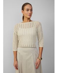 S.oliver - Semitransparenter Pullover aus Ajourstrick mit Pailletten - Lyst