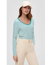 S.oliver - Langarmshirt mit tiefem Rundhalsausschnitt - Lyst