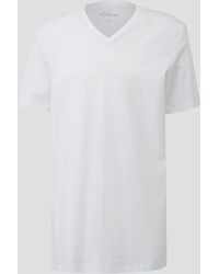 S.oliver - T-Shirt mit V-Ausschnitt und Logo-Detail - Lyst