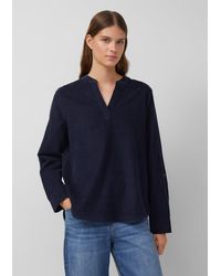 S.oliver - Feincord-Bluse mit Turn-up und Raffung am Rücken - Lyst