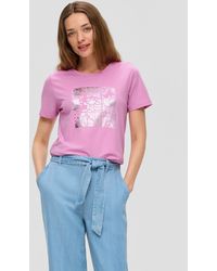 S.oliver - Baumwoll-T-Shirt mit frontseitigem Folien-Print - Lyst