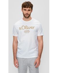 S.oliver - T-Shirt aus Baumwolle mit Label-Print - Lyst