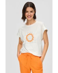 S.oliver - Baumwoll-Shirt mit überschnittenen Ärmeln und Frontprint - Lyst