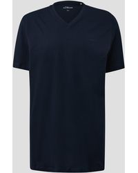 S.oliver - T-Shirt mit V-Ausschnitt und Logo-Detail - Lyst