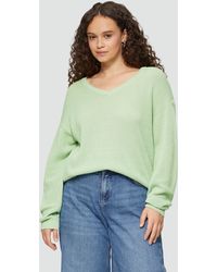 QS - Pullover mit Strukturmuster und V-Ausschnitt - Lyst
