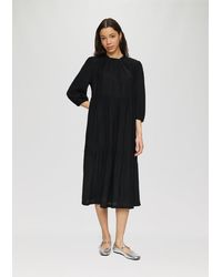 QS - Strukturiertes Midikleid aus Viskosemix - Lyst