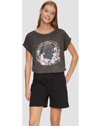 QS - Gewaschenes T-Shirt mit Frontprint - Lyst