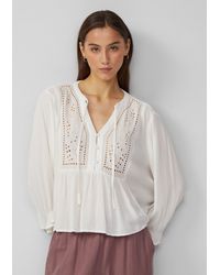 QS - Viskosemix-Bluse mit Lochstickerei - Lyst