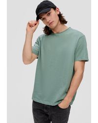 QS - Baumwollshirt mit Rollkante und Flammgarnstruktur - Lyst