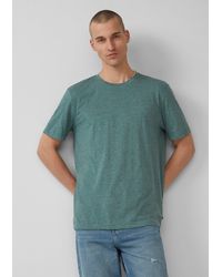 QS - Meliertes T-Shirt mit Layering-Detail am Kragen - Lyst