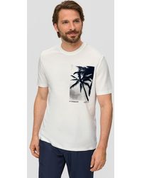 S.oliver - Baumwoll-T-Shirt mit Frontprint und Ziernähten - Lyst