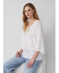 QS - Leichte Bluse mit Lochstickerei | x Sarah & Tini - Lyst