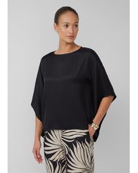 S.oliver - Fließende Poncho-Bluse aus Satin - Lyst