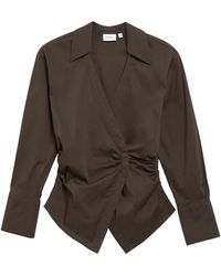 Comma, - Wickelbluse Aus Baumwollpopeline - Lyst