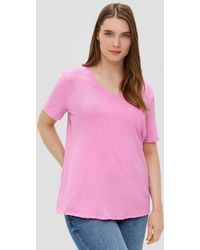 S.oliver - T-Shirt mit Garment Dye und abgerundetem V-Ausschnitt - Lyst