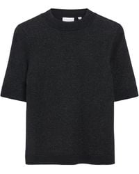 Comma, - Kurzarmpullover Mit Glitzergarn Und Stehkragen - Lyst