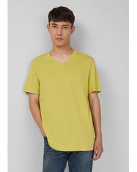 S.oliver - Baumwoll-T-Shirt mit V-Ausschnitt und Logo - Lyst