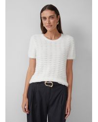 S.oliver - Kuscheliger Kurzarm-Pullover Mit Wellenstrickmuster Und Pailletten - Lyst