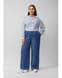 S.oliver - Wide-Leg-Hose aus Leinenmix in Denim-Optik - Lyst
