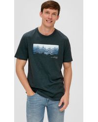 S.oliver - T-Shirt aus Baumwollmix mit Artwork-Print - Lyst