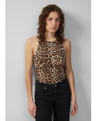 QS - Geripptes Tanktop mit All-over-Print - Lyst
