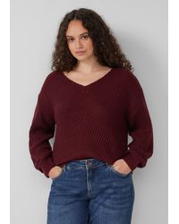 QS - Melierter Pullover mit überschnittener Schulter - Lyst