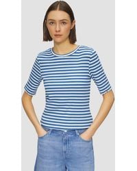 S.oliver - Geripptes T-Shirt mit Ziersaum - Lyst