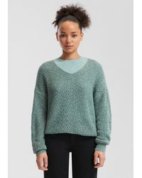 QS - Melierter Pullover mit überschnittener Schulter - Lyst