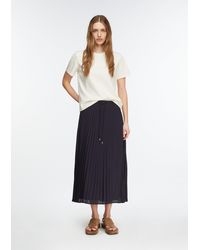 Comma, - Vrouwelijke Midi-Rok Van Geplooide Chiffon Met Nonchalante Trekkoorddetails - Lyst