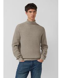 S.oliver - Strukturmix-Pullover aus reiner Baumwolle mit Rollkragen - Lyst