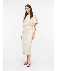 Comma, - Asymmetrisches Satinkleid Mit Drapierung - Lyst