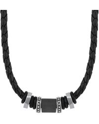 S.oliver Leder-Halskette mit Carbon-Beads - Schwarz