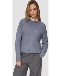 QS - Flauschiger Strickpullover mit Ajourmuster - Lyst