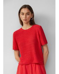 QS - Kurzarmpullover aus Bändchengarn - Lyst