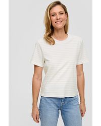 S.oliver - Gestreiftes T-Shirt aus Baumwolle mit Rippblende - Lyst