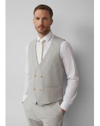 S.oliver - S.O PURE: Doppelreihige Weste aus kariertem Stretch-Gewebe - Lyst