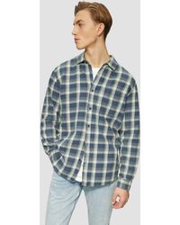 QS - Regular Fit: Gewaschenes Flanell-Hemd mit Karo-Muster - Lyst