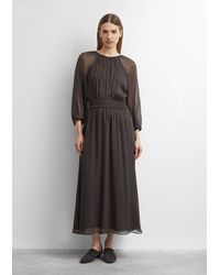 Comma, - Halfdoorzichtige Maxi-Jurk Van Chiffon - Lyst