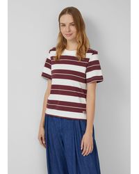 S.oliver - Verkürztes Baumwoll-Streifen-T-Shirt mit Patch - Lyst