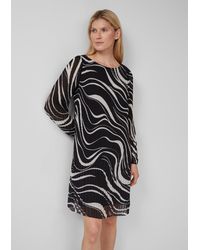 S.oliver - Plissiertes Chiffonkleid mit All-over-Print und Viskosefutter - Lyst