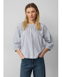 S.oliver - Streifenbluse mit Raffung und Schleife - Lyst