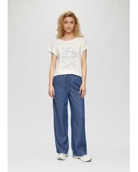S.oliver - Wide-Leg-Hose aus Leinenmix in Denim-Optik - Lyst