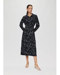 S.oliver - Hemdblusenkleid aus Jersey mit Bindegürtel und Herz-Print - Lyst