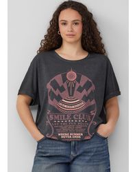QS - Gewaschenes T-Shirt mit Frontprint - Lyst
