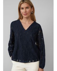 S.oliver - Bluse aus Spitze mit Jerseyfutter und V-Ausschnitt - Lyst