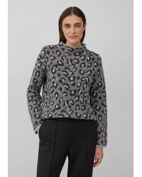 S.oliver - Relaxed-Fit-Pullover aus Alpaka-Wollmix mit Leo-Print - Lyst