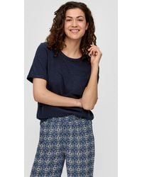 S.oliver - Meliertes T-Shirt mit fixiertem Ärmel-Umschlag und Brusttasche - Lyst
