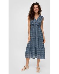 S.oliver - Gemustertes Kleid aus Viskosemix mit Rüschendetails - Lyst